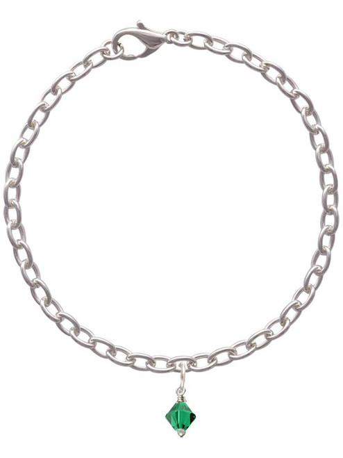 May - Green - 6mm Crystal Bicone Charm Bracelet