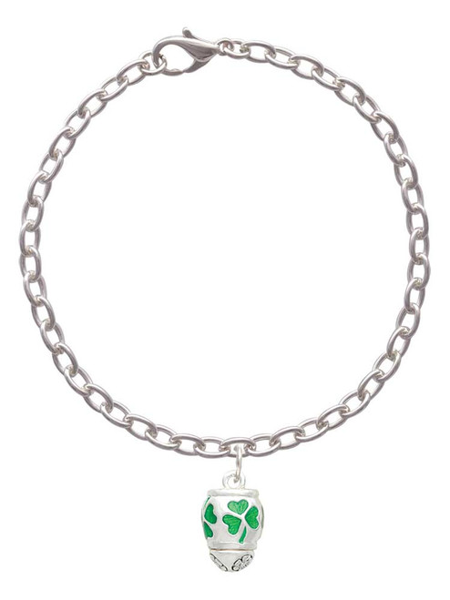 Green Shamrock Spinner Charm Bracelet