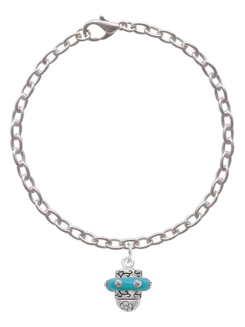 Crystal Teal Spinner Charm Bracelet