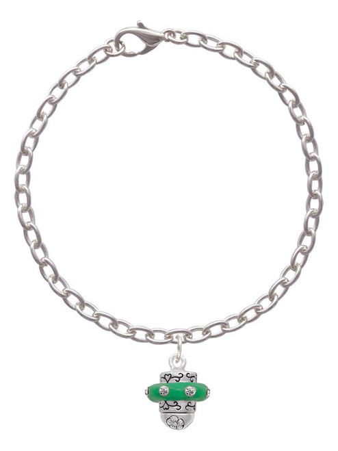 Crystal Green Spinner Charm Bracelet