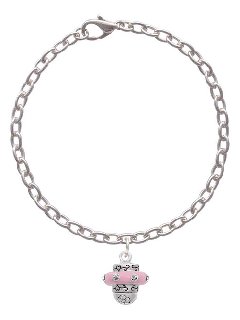 Crystal Pink Spinner Charm Bracelet