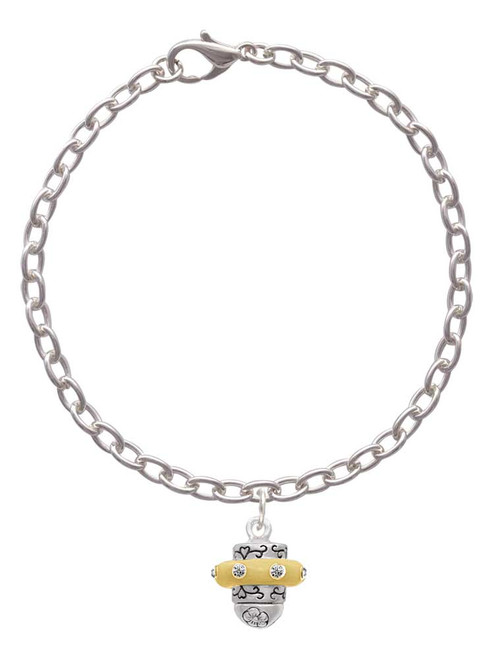 Crystal Two Tone Spinner Charm Bracelet