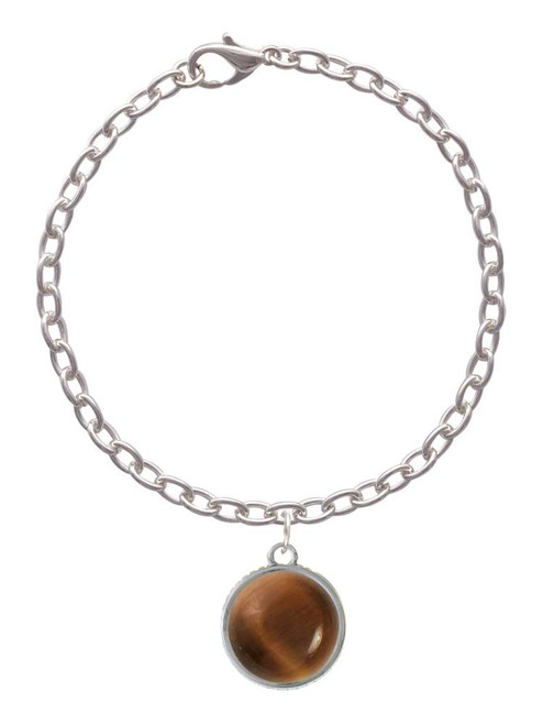 Round - Imitation Cat's Eye - Brown - Charm Bracelet