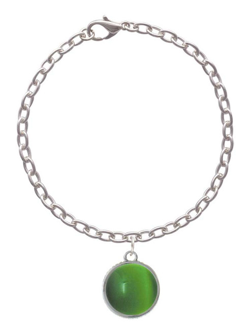 Round - Imitation Cat's Eye - Green - Charm Bracelet