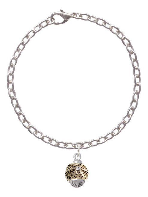 Snowflake with Crystal - Gold Tone Spinner Charm Bracelet