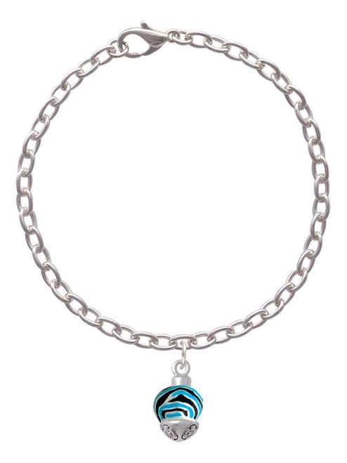 Wide Hot Blue Zebra Print Band Spinner Charm Bracelet