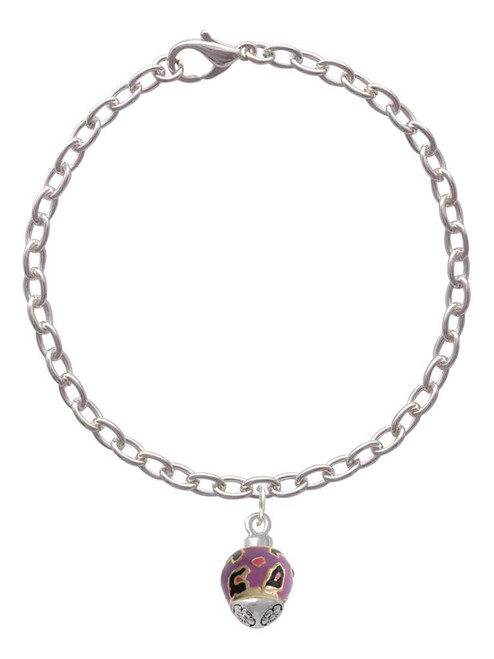 Hot Pink & Purple Wide Cheetah Print - Gold Tone Spinner Charm Bracelet