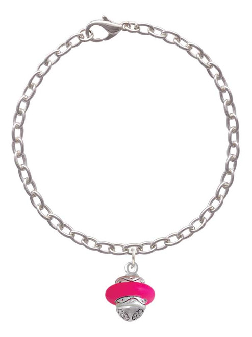 Hot Pink Center Spinner Charm Bracelet