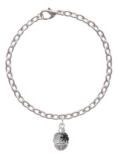 Black Spider on Web Spinner Charm Bracelet