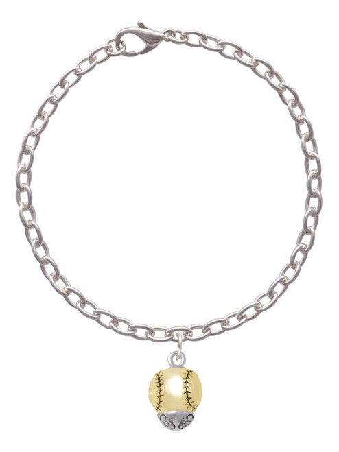 Gold Tone Baseball/Softball Spinner Charm Bracelet