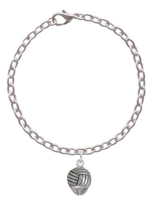 Silver Tone Volleyball Spinner Charm Bracelet