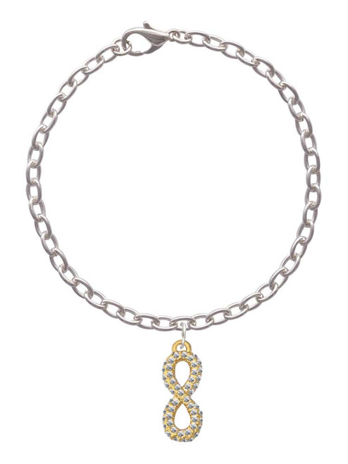 Crystal Gold Tone Infinity Sign Charm Bracelet