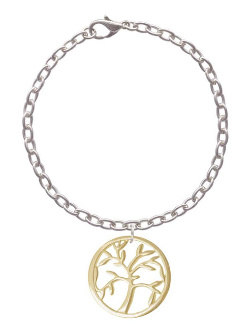 Gold Tone Tree of Life in Circle Charm Bracelet