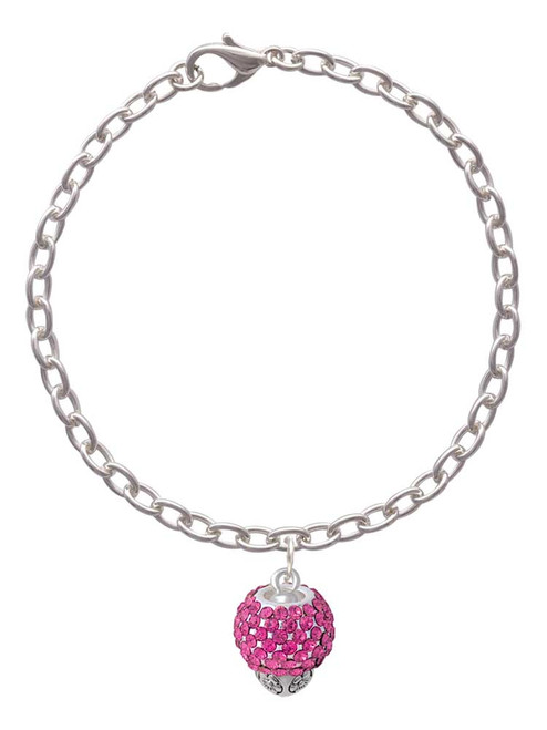 Hot Pink Crystal Sparkle Spinner Charm Bracelet