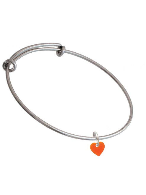 Acrylic 5/16" Orange Heart Charm Bangle Bracelet