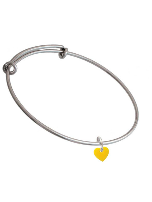 Acrylic 5/16" Yellow Heart Charm Bangle Bracelet