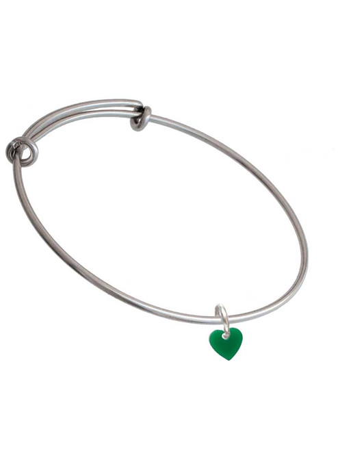 Acrylic 5/16" Green Heart Charm Bangle Bracelet