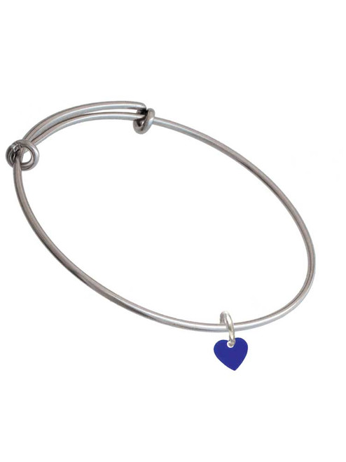 Acrylic 5/16" Royal Blue Heart Charm Bangle Bracelet