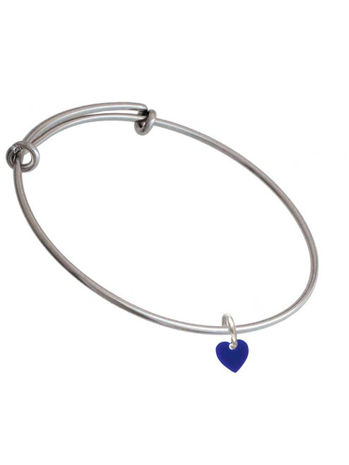 Acrylic 5/16" Navy Blue Heart Charm Bangle Bracelet