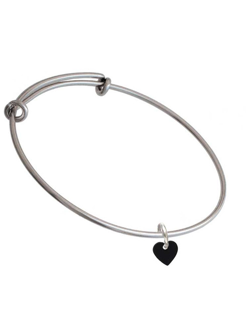 Acrylic 5/16" Black Heart Charm Bangle Bracelet