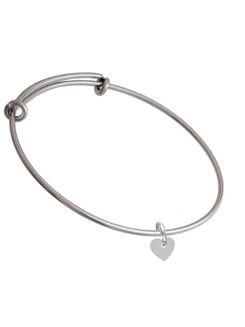 Acrylic 5/16" Imitation Pearl Heart Charm Bangle Bracelet