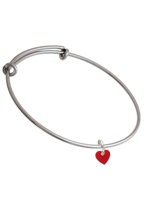 Acrylic 5/16" Maroon Heart Charm Bangle Bracelet