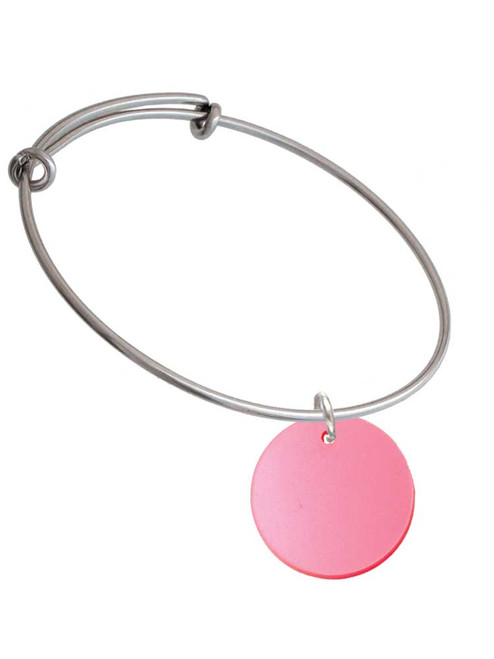 Acrylic 1" Disc Red Imitation Pearl Charm Bangle Bracelet