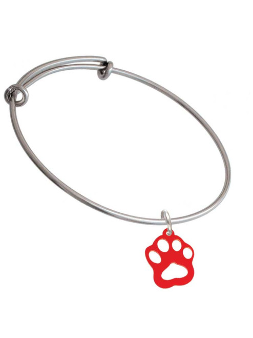 Acrylic Small Paw Red Charm Bangle Bracelet