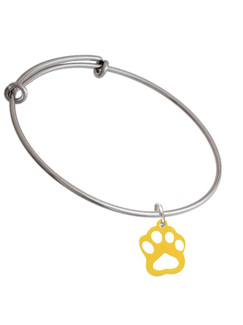 Acrylic Small Paw Yellow Charm Bangle Bracelet
