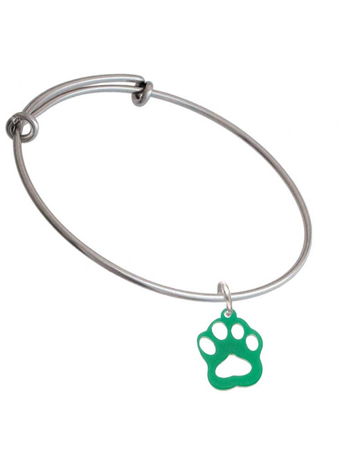 Acrylic Small Paw Green Charm Bangle Bracelet