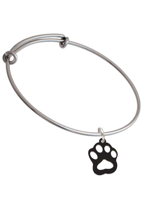 Acrylic Small Paw Black Charm Bangle Bracelet