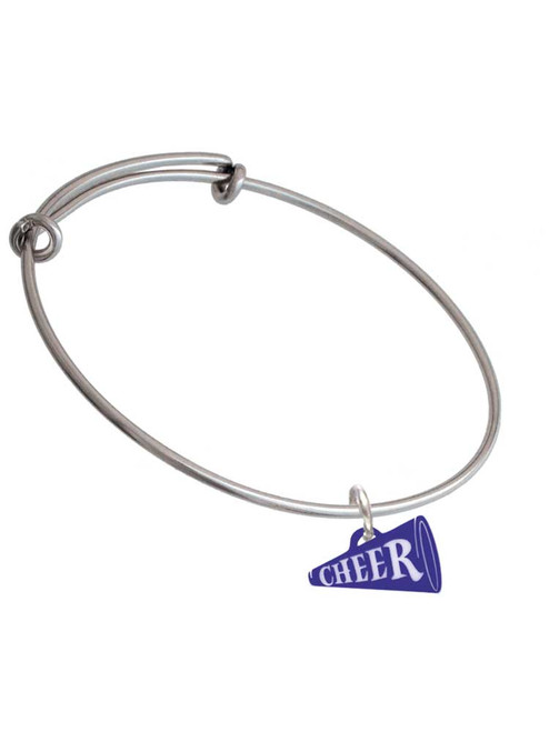 Acrylic 3/4" Navy Cheer Megaphone Charm Bangle Bracelet