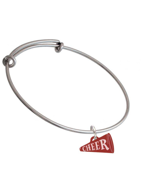 Acrylic 3/4" Maroon Cheer Megaphone Charm Bangle Bracelet