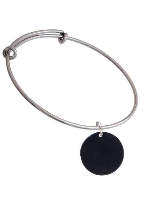 Acrylic 7/8" Disc Black Charm Bangle Bracelet