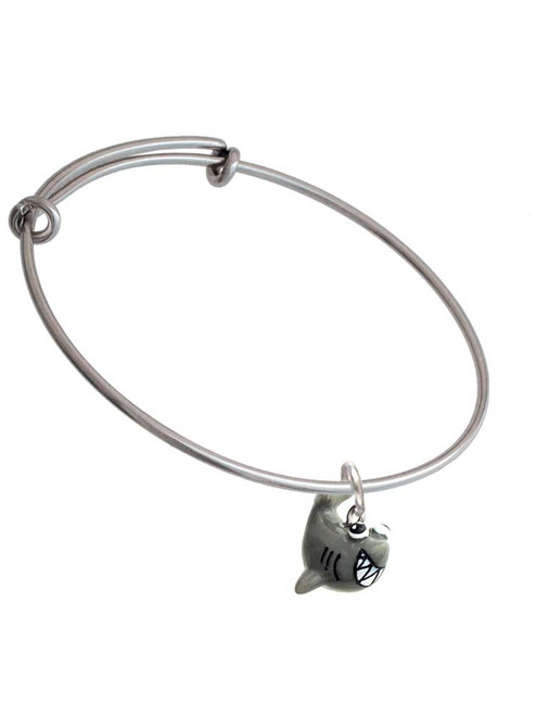 Resin Shark Charm Bangle Bracelet