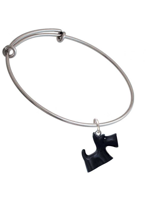 Resin Black Scottie Dog Charm Bangle Bracelet