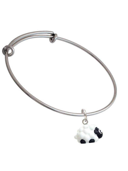 Resin White Lamb Charm Bangle Bracelet