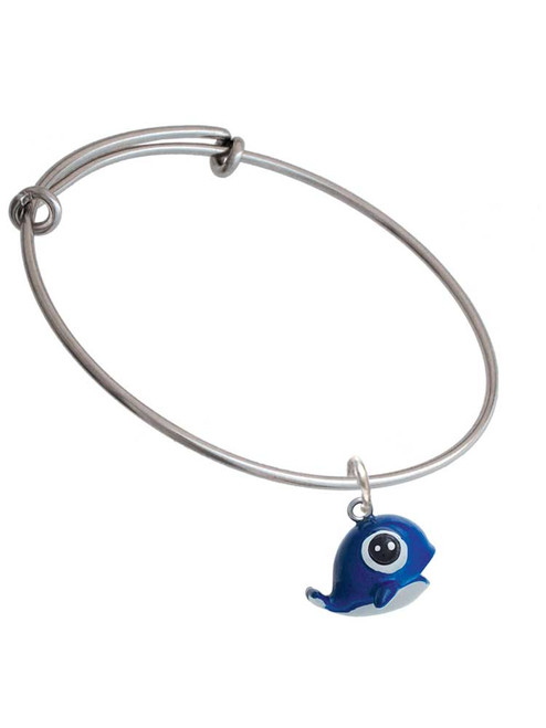 Resin Blue Baby Whale Charm Bangle Bracelet