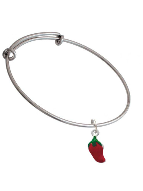 Red Jalapeno Charm Bangle Bracelet