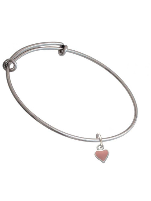 Mini Two Sided Pink Heart Charm Bangle Bracelet