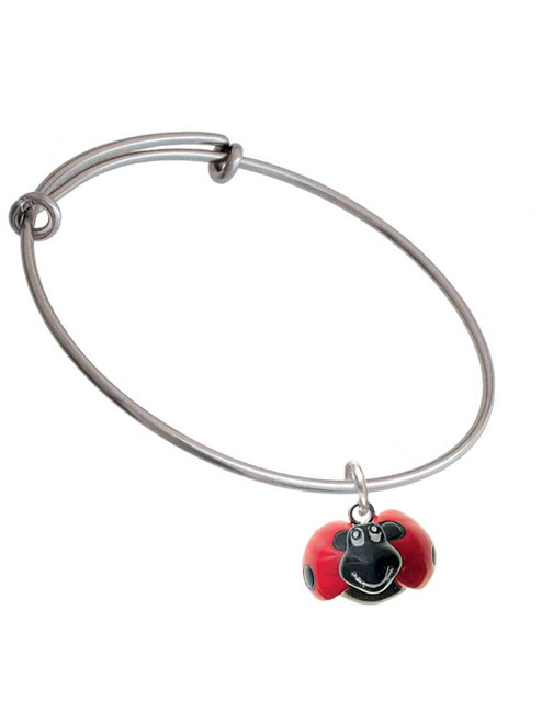 Resin Red & Black Ladybug Sweetie Charm Bangle Bracelet