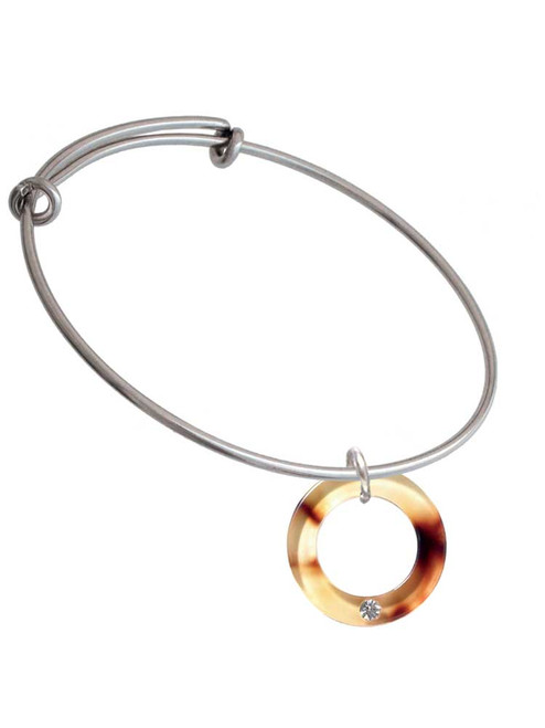 Acrylic 7/8" Ring with 4mm Crystal Mixed Brown and Yellow Charm Bangle Bracelet