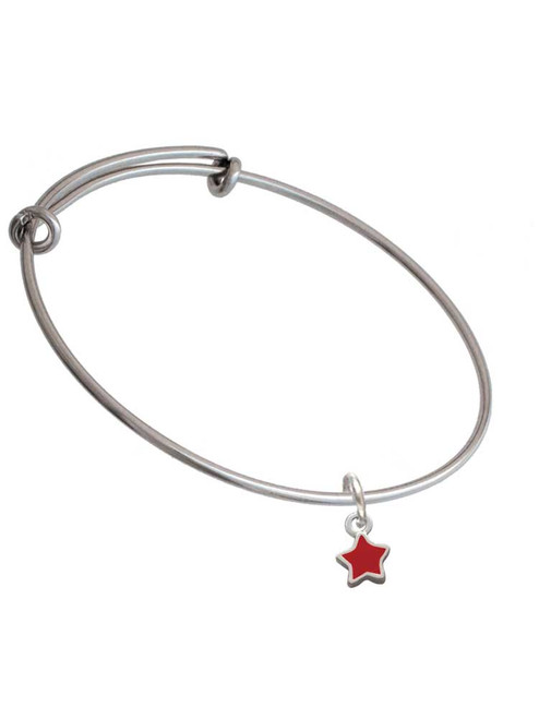 Mini 2-D Red Star Charm Bangle Bracelet