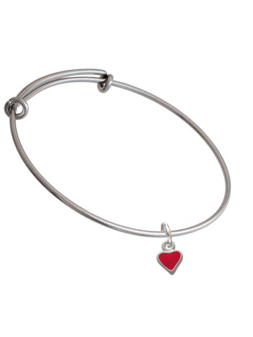 Mini 2-D Red Heart Charm Bangle Bracelet