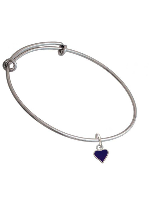 Mini Two Sided Purple Heart Charm Bangle Bracelet