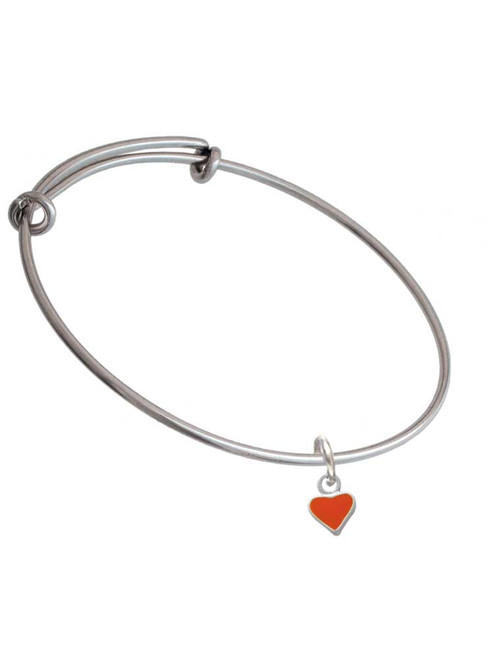 Mini Two Sided Orange Heart Charm Bangle Bracelet