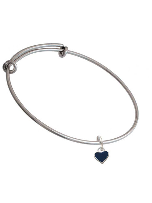 Mini Two Sided Blue Heart Charm Bangle Bracelet