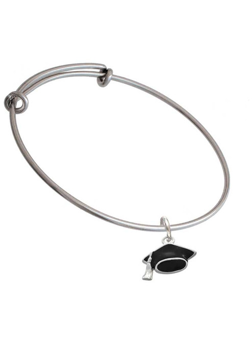 Graduation Cap Charm Bangle Bracelet