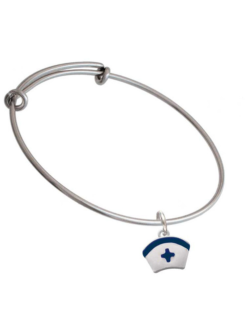Nurse Hat with Blue Cross Charm Bangle Bracelet