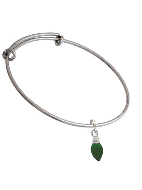 Green Christmas Light Charm Bangle Bracelet